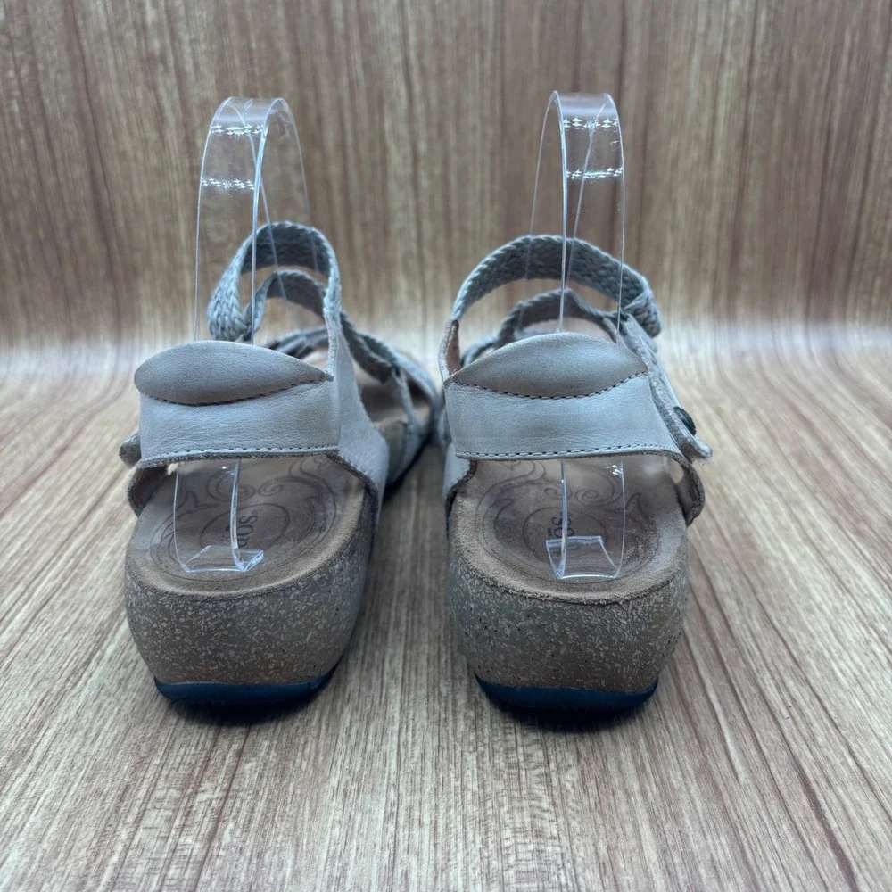 Taos Trulie Sandal Womens 9-9.5 Stone Beige Woven Leather Strappy Spain Comfort